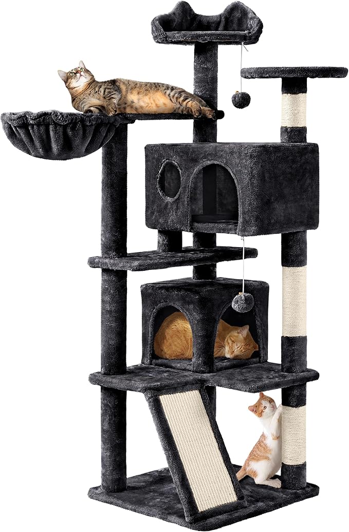 Topeakmart Multi-Level Cat Tree for Indoor Cats Cat Tree Tower for Large Cats with Sisal-Covered Scratching Posts, Condo, Stable Cat Tower, Cat Furniture Play Center for Indoor Cats Activity | Easy to assemble, a great first cat tree with perches, hamm...