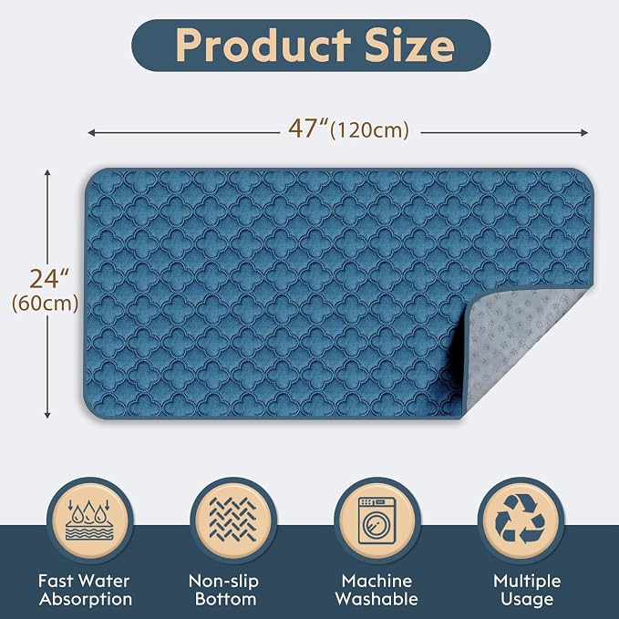 Washable Guinea Pig Cage Liner - 4 Pack Reusable Washable Pee Pads，Waterproof Guinea Pig Bedding for Small Animal - Rabbit Bunny Hamster Puppy (Blue, 24" X 47" - 4 Pack)