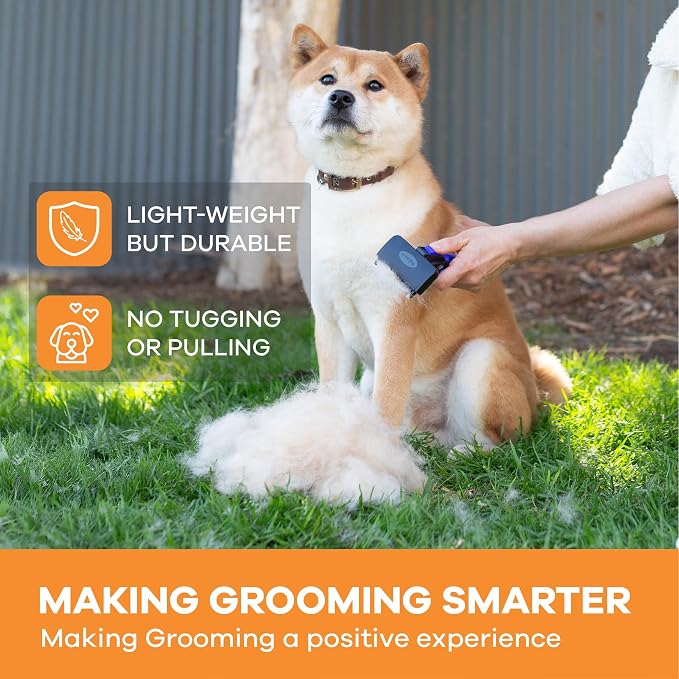 Deshedding Dog Brush for Short/Medium Hair (Large,Blue) – Gentle Deshedding tool for Dogs & Cats – Reduces shedding, without damaging topcoat. Removes Loose Fur & Dead Undercoat.
