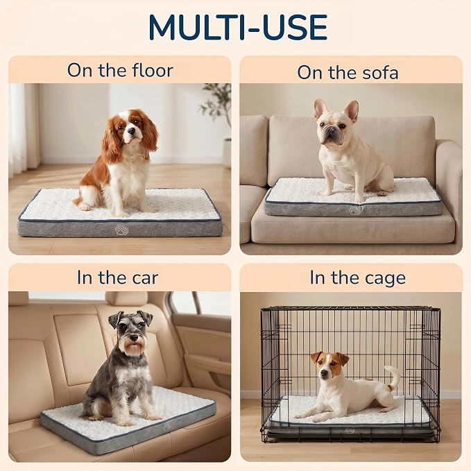 EMPSIGN Reversible Dog Bed Mat for Crate Washable Pet Bed for Dogs | Plush Canvas Dog Bed with Reversible Dual-Sided Cover fits Crates and Kennels, Machine Washable for Easy Cleaning.