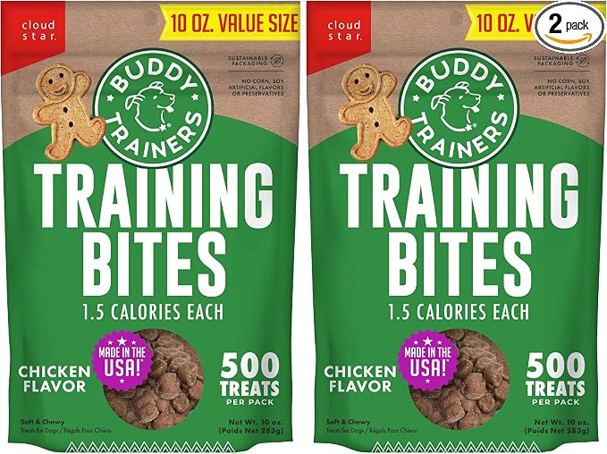 Buddy Biscuits Trainers 10 oz. Bag of Training Bites Soft & Chewy Dog Treats Made with Chicken Flavor (Pack of 2)