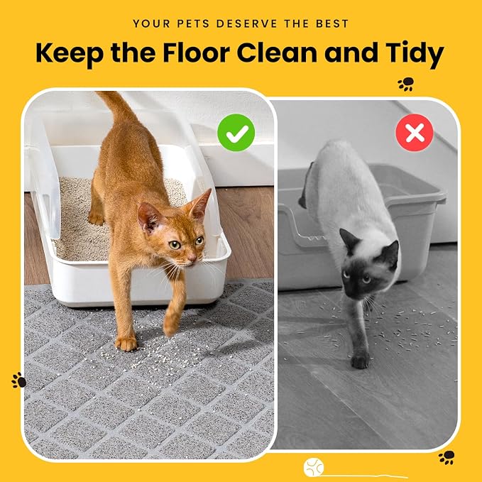 Conlun Cat Litter Mat Litter Trapping Mat, 35" x 23" Premium Durable PVC Grid Mesh with Scatter Control, Non-slip, Less Waste Cat Litter Box Mat, Grey 2 Pack