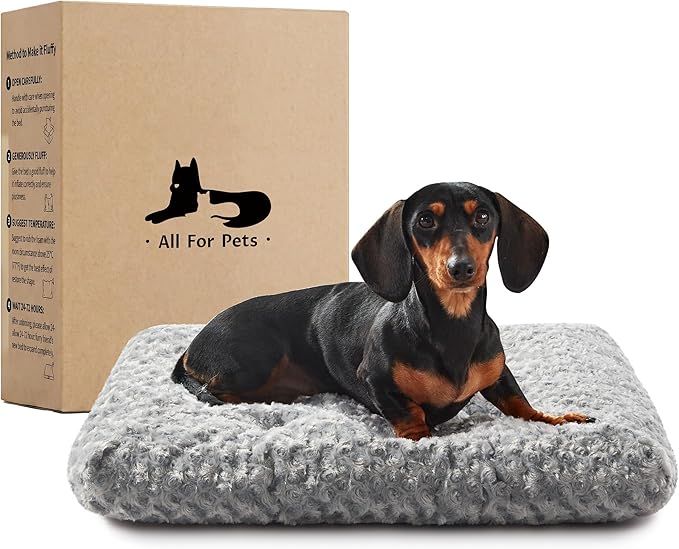 Double-Sided Dog Bed Medium Size Dog, Washable Dog Crate Beds, Thick Supportive Pet Sleeping Mat, Reversible Dogs Pillow Weight Up to 35lbs, 30x20, Light Grey