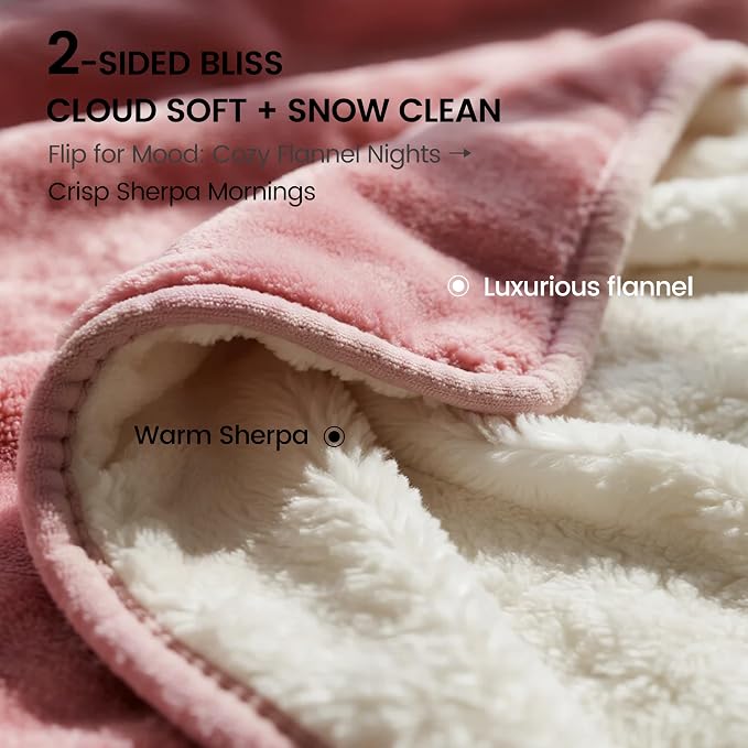 gogobunny Waterproof Bed Blanket, Reversible Sherpa Fleece Throw Blanket for Dog Puppy Cat, Furniture Cover Protects Bed Couch Sofa from Liquid Pee and Pet Fur (Pink, 50x60 inches)