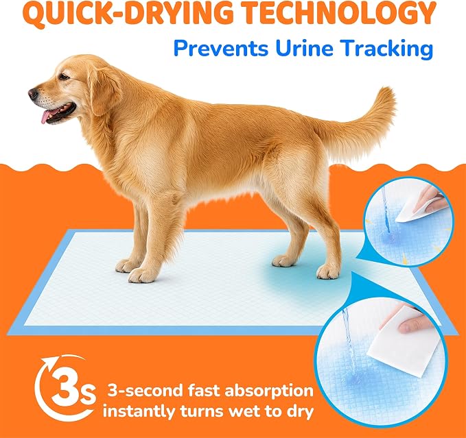 100 Count Puppy Pads Extra Large 28"x34", Super Absorbent Pee Pads for Dogs, Leak-Proof & Quick-Dry, Disposable Wee Wee Pads for Dogs