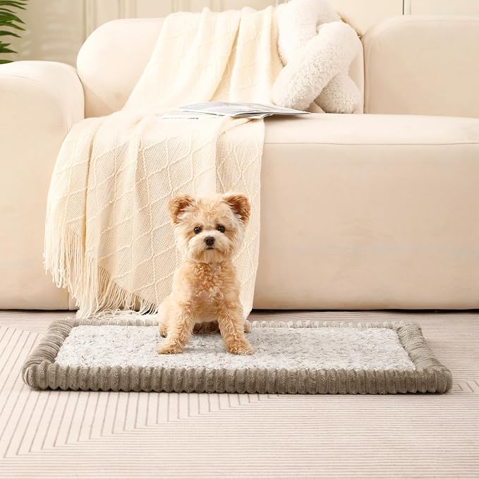 MINIDEAR Dog Crate Pad, Crate Bed Non-Skid Kennel Pad, Rubber Backing Memory Foam for Dog Bed Mat, Machine Washable Dog Bed for Crate, 23"x36"