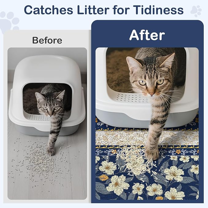 Unicorn Catcher 33"x22" Cat Litter Mat Non-Slip Washable Litter Box Mat | High-Density PVC Litter Catcher Mat Efficiently Traps Scattered Litter From Paws To Keep Floors Clean