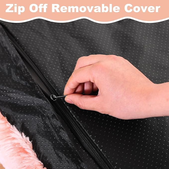 Bedfolks Plush Waterproof Dog Crate Bed with Removable Washable Cover,Faux Fur Kennel Pad for Medium Dogs,29"x21",Pink