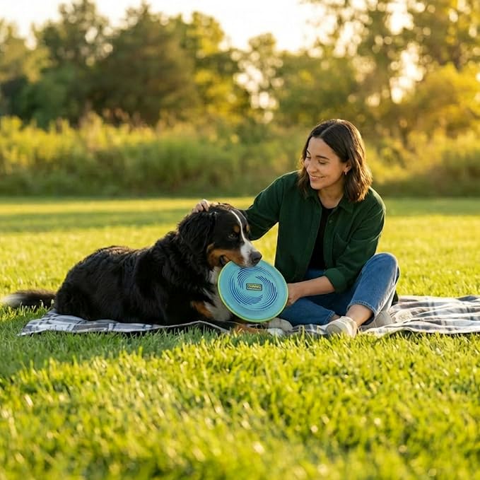 Outward Hound FlyFetch Disc Dog Toy, Aerodynamic for Fetch, Lightweight Foam & Durable Rubber, Floats in Water, All Breeds, 8.3"
