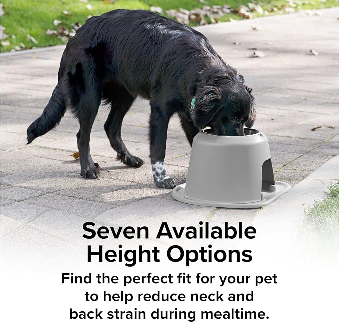 WeatherTech Single High Pet Feeding System w/Plastic Dog/Cat Bowls - 3" High Stand Light Grey (PSH0803LGLG)