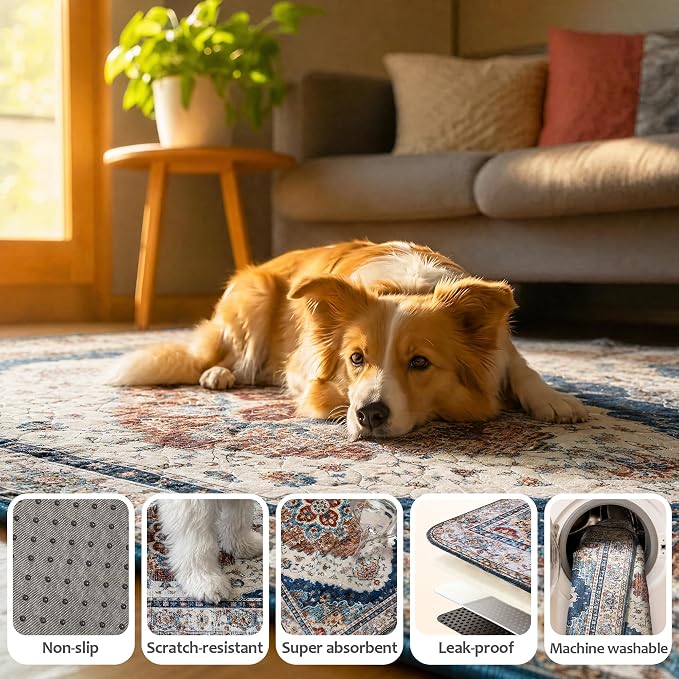 Washable Pee Pads for Dogs, Reusable Puppy Potty Training Pads, Ultra-Absorbent Thick Waterproof Leak-Proof Non-Slip Pads & Mat for Crate, Playpen, Floor, Whelping & Housebreaking , 2 Pack 36"x48"