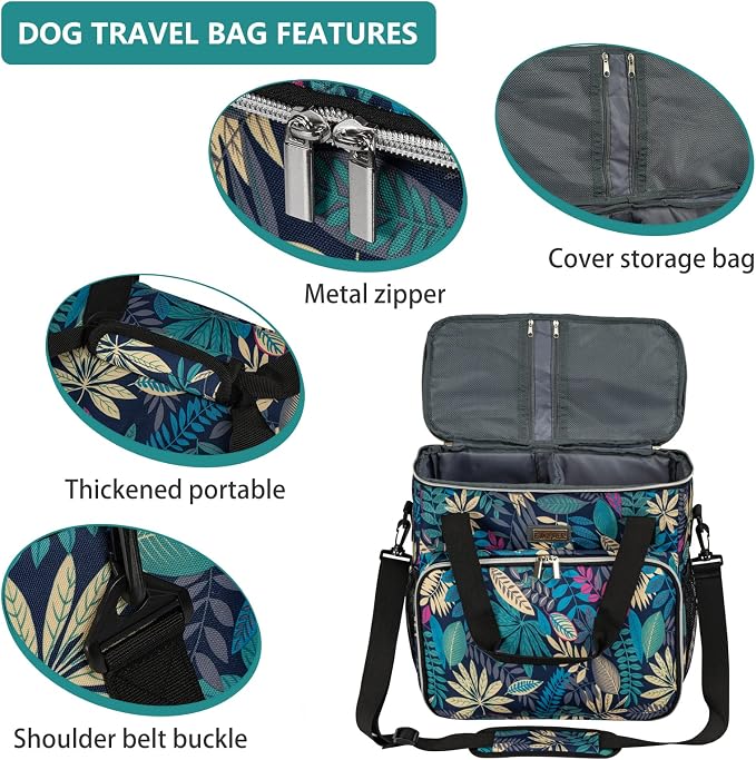 BAGLHER Dog Travel Bag, Pet Travel Bag (ALL Pet Travel Supplies), With 2 Pet Food Containers and 2 Collapsible Silicone Bowls; Essential Kits for Travel Hawaii