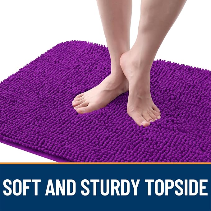 OLANLY Dog Door Mat for Muddy Paws 36x24, Super Absorbent Chenille Mud Mat | Purple, Absorbs Moisture and Dirt, Non-Slip Machine Washable Doormat, Quick-Drying Indoor Entryway Floor Carpet for Dogs