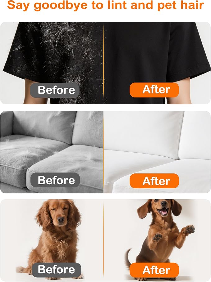 Pet Hair Remover for Furniture, 2-in-1 Pet Hair Removal Glove for Cats Dogs | 5-Finger Design Reusable & Detachable Electrostatic Magic Brush Pet Hair Remover Tools for Carpet, Couch, Car Seat