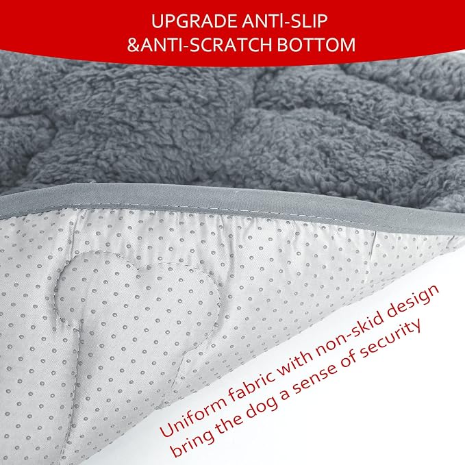 Dog Bed Crate Mat(36" X 23") 2 Pack, Soft Plush Dog Bed Pad | Machine Washable Crate Pad, Dog Sleeping Mat with Anti Slip Bottom, Grey