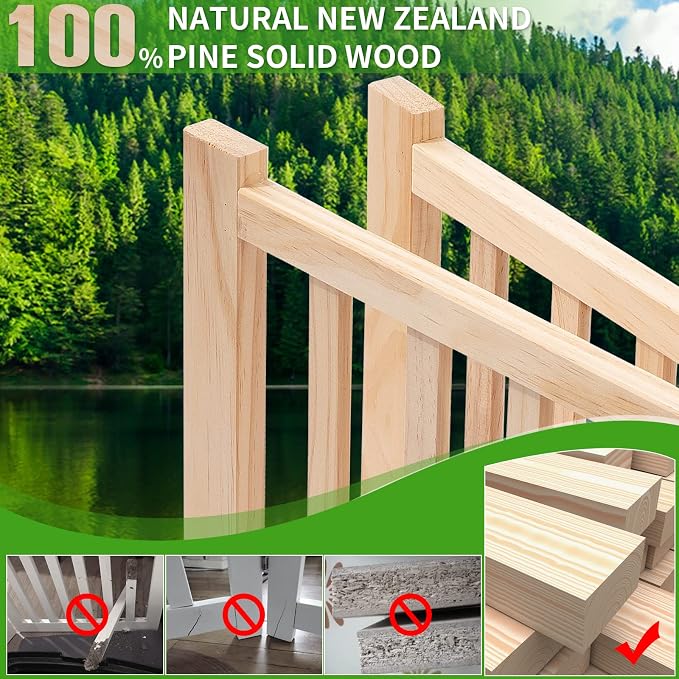 YOCAN Non-Painted Wooden Freestanding Dog Gates for The House,Doorways, Stairs,Wood Dog Fences Indoor Pet Gate,Step Over Fence-6 Panel H:16.9" L:138"