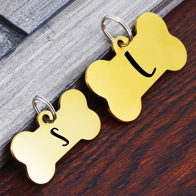 Ultra Joys Personalized Dog Tags for Pets - Durable Stainless Steel Customizable Dog Cat ID Tags - Dog Tags for Safety Optional Engraved on Both Sides -Birth Flower Dog Tag Large, Gold