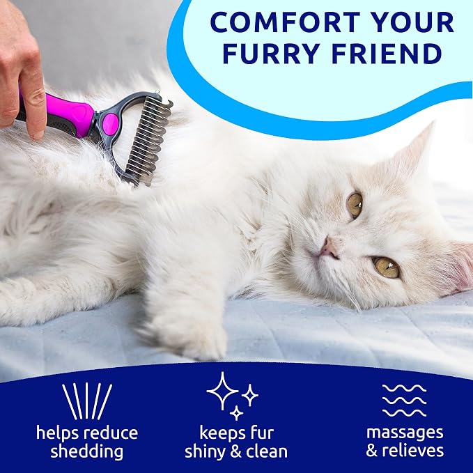 Pat Your Pet Deshedding Dog Brush For Shedding – Cat Brushes For Indoor Cats, Double-Sided Cat Brush Deshedding & Grooming Tool For Long Haired And Short Haired Dogs, Skin-Friendly