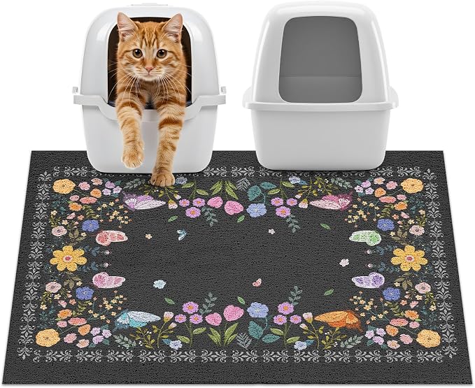 Unicorn Catcher 33"x22" Cat Litter Mat Non-Slip Washable Litter Box Mat | High-Density PVC Litter Catcher Mat Efficiently Traps Scattered Litter From Paws To Keep Floors Clean