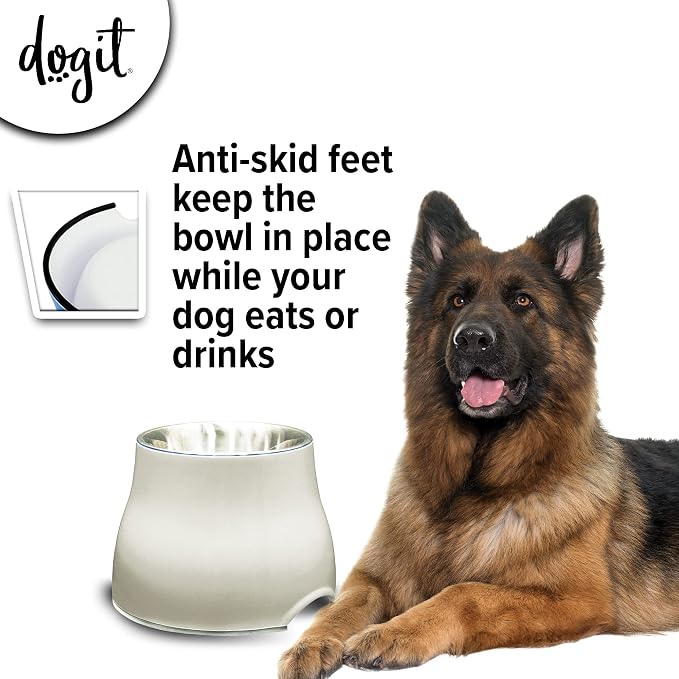 Dogit Elevated Dog Bowl for Large Dogs, White | Stainless Steel Dog Food and Water Bowl