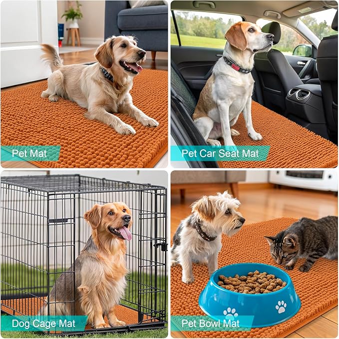 OLANLY Dog Door Mat for Muddy Paws 32x20, Super Absorbent Chenille Mud Mat | Clay, Absorbs Moisture and Dirt, Non-Slip Machine Washable Doormat, Quick-Drying Indoor Entryway Floor Carpet for Dogs