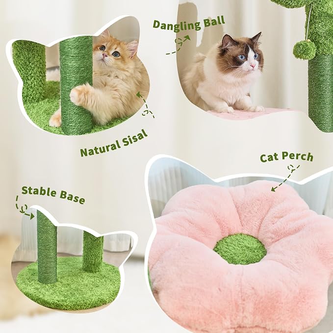 Cat Scratching Post, Cat Scratcher Kitten Scratch Post，Sisal Rope for Indoor Cats, Claw Scratcher for Indoor Cats and Kittens (Cactus)