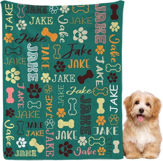 Custom Dog Blankets with Pictures, Personalized Name Blanket for Pets, Customized Pet Photo Throw,The Lightweight Blanket All-Season 50"x40"for Kids