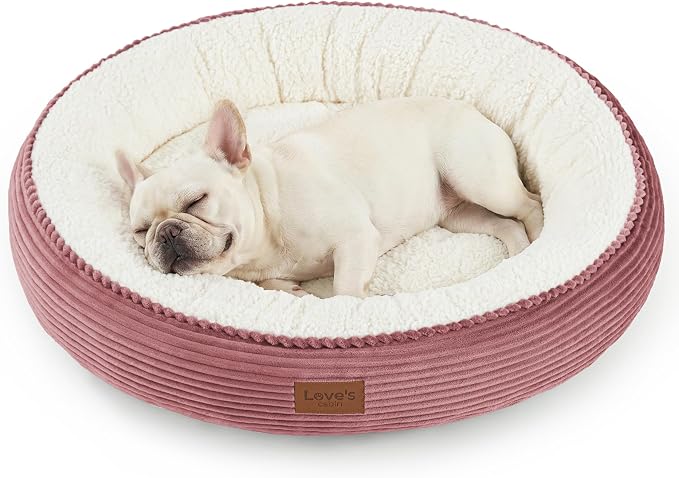 Love's cabin Round Donut Cat and Dog Cushion Bed, 30in Pet Bed for Medium or Large Dogs, Anti-Slip & Water-Resistant Bottom, Soft Durable Fabric Pet Beds, Washable Calming Cat Bed, Dusty Rose