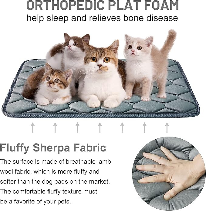 Dog Crate Mats,Soft Kennel Pads Washable with Anti-Slip Bottom,Dog Kennel Pads for Sleeping,Pets Mattress Cat Dog Beds for Large Medium Dogs(41x27,Grey)