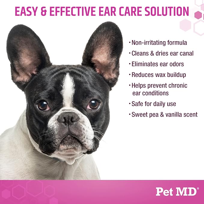 Pet MD Otic-Clean Ear Solution for Dogs & Cats - Pet Ear Cleaner - 1gal | Cleans and Reduces Wax Buildup to Help with Itch and Odor - Deodorizing Dog & Cat Ear Cleaner Solution