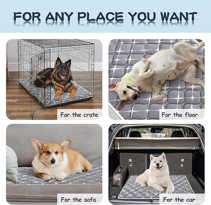 Bubble bear Dog Crate Mat - Ultra Soft, Washable & Anti-Slip Kennel Pad for Small/Medium/Large Dogs, Dark-Hued to Hide Stains (42"x28")