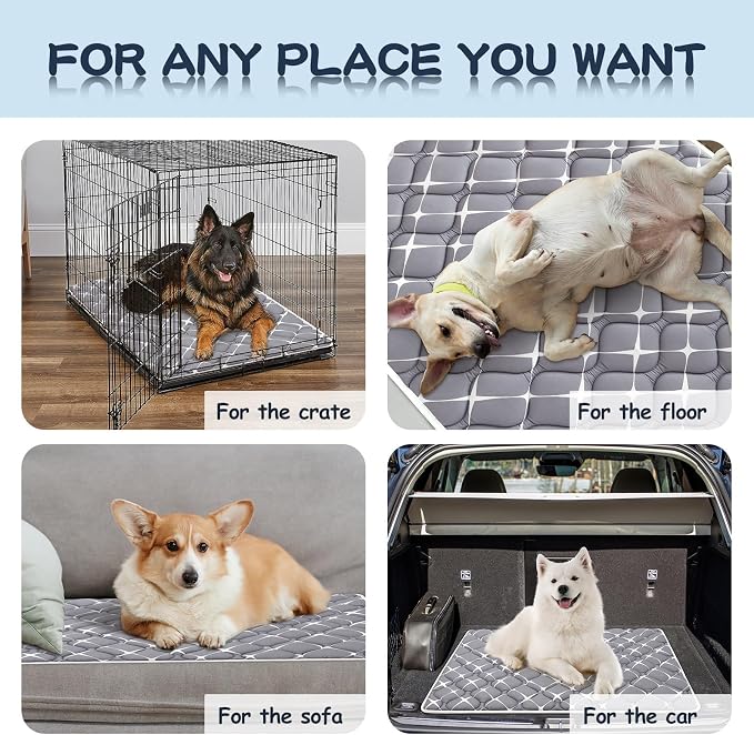 Bubble bear Dog Crate Mat - Ultra Soft, Washable & Anti-Slip Kennel Pad for Small/Medium/Large Dogs, Dark-Hued to Hide Stains (52"x28")