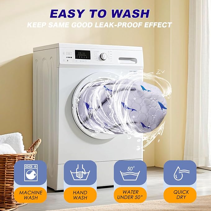 Washable Dog Pee Pads, Non-Slip Waterproof, 24 x 24 in, 2 Pack, Dolphin | Super absorbent, waterproof and non-slip; washable, reusable dog pads for crates, playpens, floors, furniture and travel