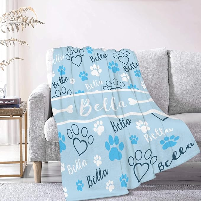 Custom Dog Blankets with Pictures, Personalized Name Blanket for Pets, Customized Pet Photo Throw,The Lightweight Blanket All-Season 50"x40"for Kids