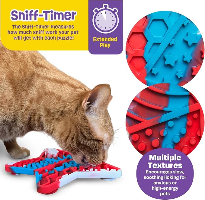 Brightkins Stars 'n' Stripes Lick Mat Mental Stimulation for Dogs,Feeding Treat Mats for Dogs and Cats,Enrichment Dog Food Mat,Puppy Training Tools,Cat Feeder Toy,Dog Toys Boredom,Slow Pet Feeder