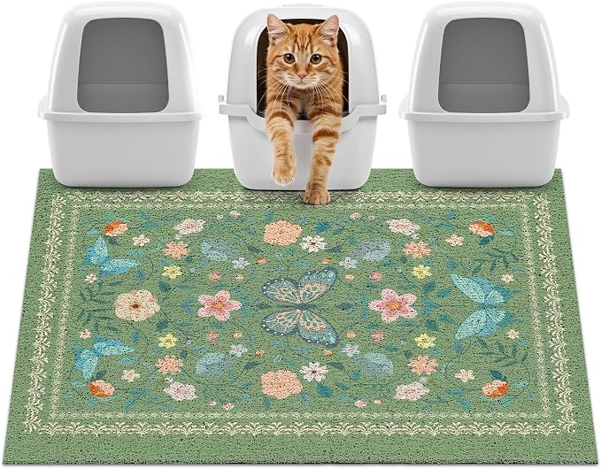 Unicorn Catcher 40"x30" Cat Litter Mat Non-Slip Washable Litter Box Mat | High-Density PVC Litter Catcher Mat Efficiently Traps Scattered Litter From Paws To Keep Floors Clean