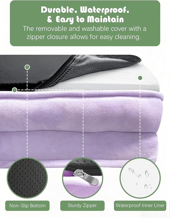 Spotted Play Orthopedic Dog Bed with Sides - Sofa Beds for Extra Large Dogs, Supportive Foam Pet Couch Bed with Washable Removable Cover, Waterproof Lining and Non-Slip Bottom, Purple - XL