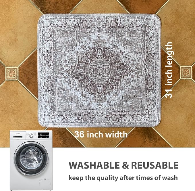 nunubaby Washable Pee Pads for Dogs, Stylish, Non-Slip and Leak-Proof Pee Pads. Reusable Potty Pads for Dogs for Crates and Floors.(Brown/Geo,31" x36" )