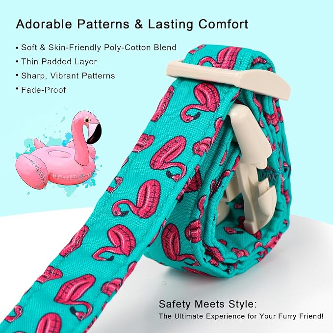Summer Dog Collar, Cute Boy Flamingo Pool Party Dog Collars for Puppy Small Dogs - Beach Day Pup Collar, Soft Adjustable Male Pet Collars with Quick Release Buckle XS