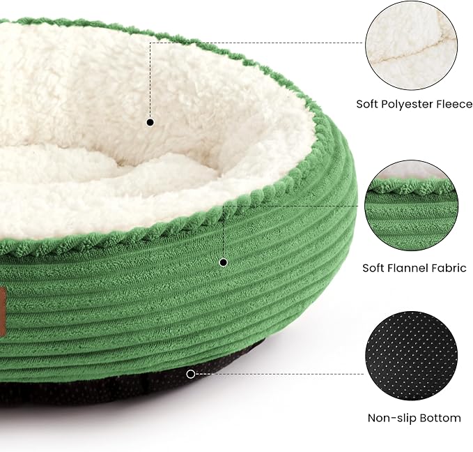 Love's cabin Round Donut Cat and Dog Cushion Bed, 30in Pet Bed for Medium or Large Dogs, Anti-Slip & Water-Resistant Bottom, Soft Durable Fabric Pet Beds, Washable Calming Cat Bed, Light Green