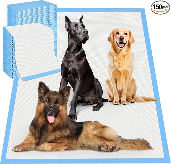Boscute 4XL Thicken 6 Layers Ultra Absorbent Dog Pee Pads, 31”X47”Leak-Proof Odor-Control Quick Dry Puppy Training Pads Quick Dry Pee Pads for Dogs Cats Pets 150Counts
