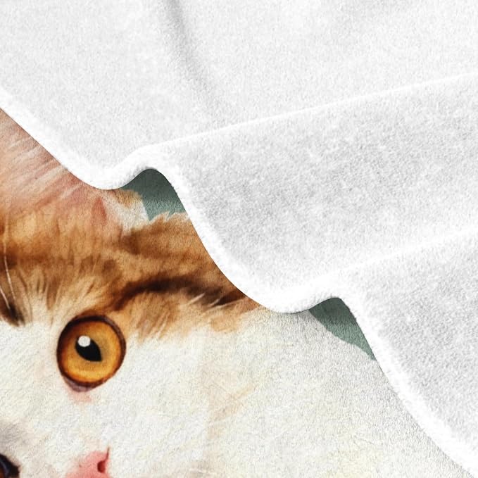 Custom Gifts for Cat Dad Mom Personalized Fleece Throw Blanket with Pet Portrait Picture & Name Cute Cozy Soft Warm Unique Gifts for Pets Lover (Watercolor Style)