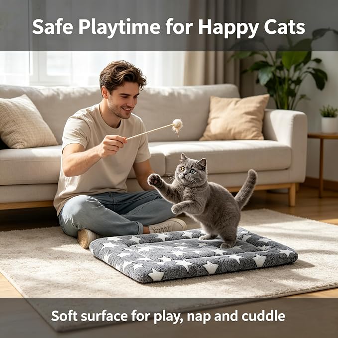 Dog Bed Mat - Soft and Comfortable Dog Kennel Cat Bed, Washable Dog Bed or Cat Bed, Suitable for Dog Crate Ped, Cat Cage BedGray, 18" L x 14" W x 1.5" Th