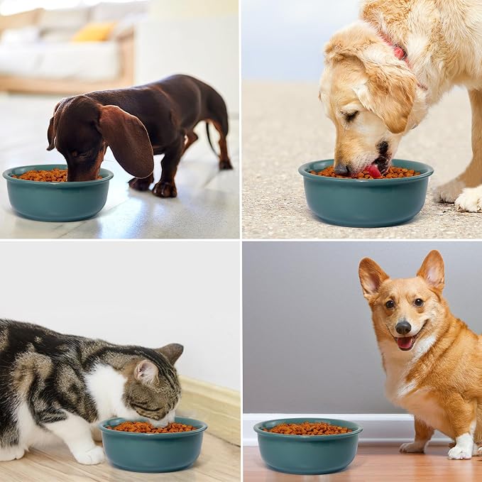 Ceramic Replacement Dog Bowl for Wordcam SS03 Model, 6.9"X2.6", Dark Green | Food and Water Bowl Set, for Small Medium Cats, Pet Feeding Dishes for Dogs 20-35lbs, Thicker Ceramic, Anti-Skid, 28Oz/800ML