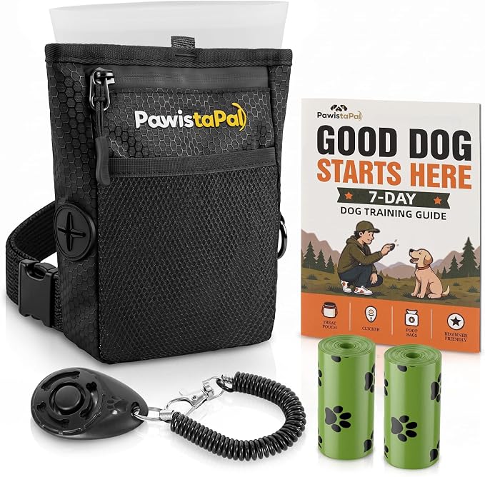 Dog Treat Pouch for Pet Training, One-Hand Magnetic Closure, Hands-Free Treat Bag with Silicone Liner, No Mess No Smell