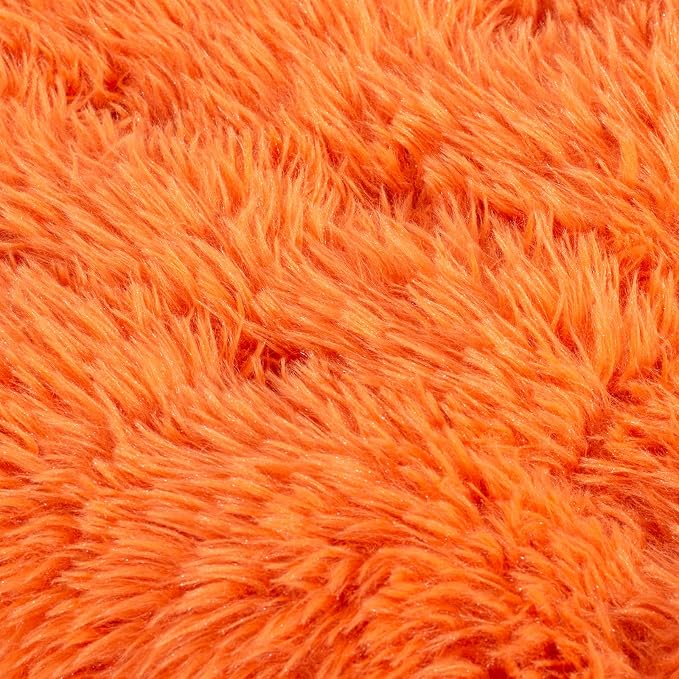 Machine Washable Dog Bed, Deluxe Plush Dog Crate Pad and Cat Bed, Anti-Slip Bottom Kennel Pad Mat, Fuzzy Pet Beds for Large, Medium, Small Dogs Breeds (Orange, 36.0" L x 24.0" W x 3.0" Th x 1 Pack)