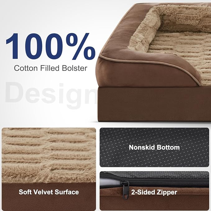 FURTIME Orthopedic Large Dog Bed, XL Waterproof Dog Beds, 42x35x6.5 Supportive Foam Pet Couch Bed with Removable Washable Cover and Nonskid Bottom