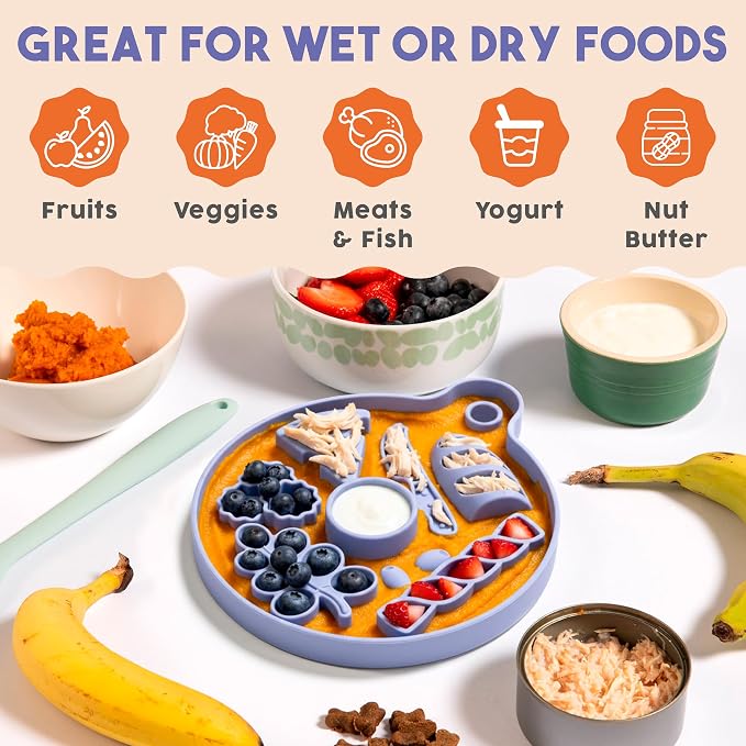 Awoo Smorgasboard - Silicone Dog and Puppy Lick Mat and Slow Feeder with Suction Cups - Non-Slip, Dishwasher Safe Pet Dish - Extends Mealtime for Fast Eaters - for Wet & Dry Food (Toast)