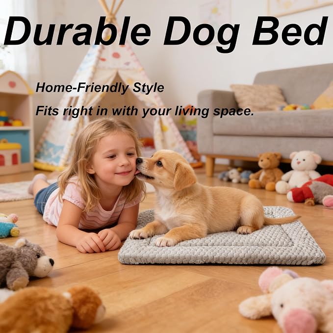 Dog Bed Mat - Durable & Cute Crate Dog Beds for Small Dogs & Cats, Comfortable Kennel Pad for Home, Crate & Travel