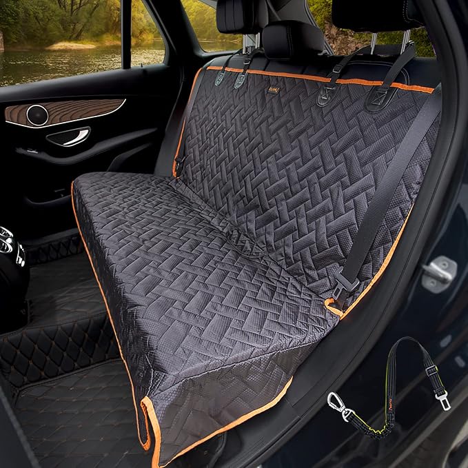 Bench Dog Seat Cover, Oxford Cloth Vehicle Seat Cover for Car/SUV/Small Truck, Universal Fit, Black, Waterproof, Heavy Duty, Nonslip, Machine Washable